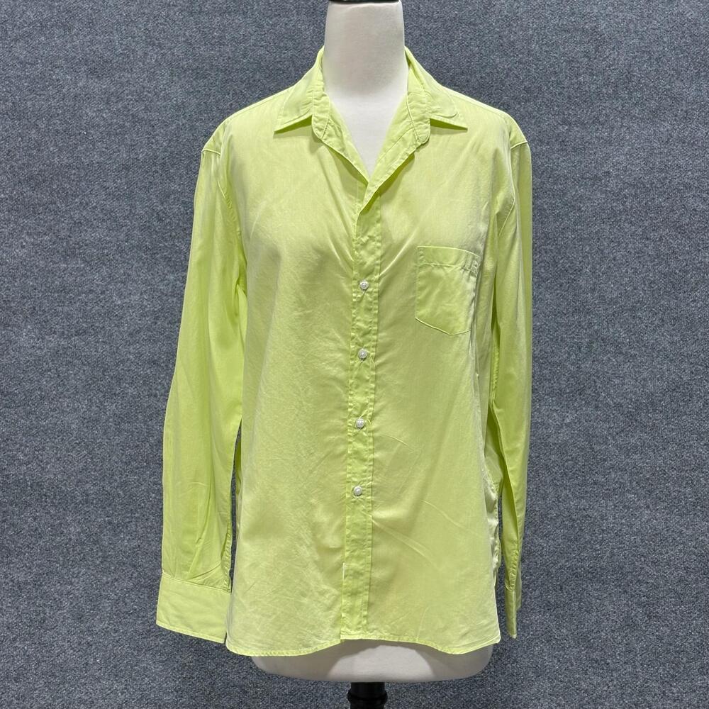 Frank & Eileen Shirt Womens M Medium Lime Green Eileen Button Front Top Cotton